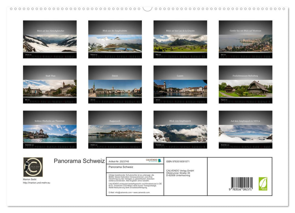 Panorama Schweiz (CALVENDO Premium Wandkalender 2026)