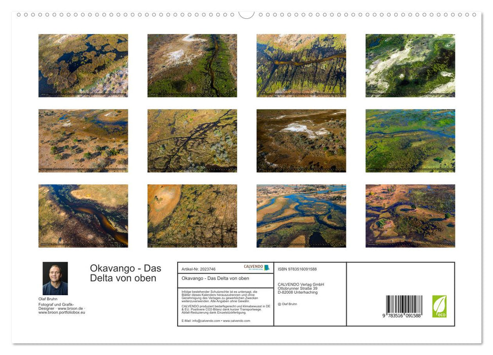Okavango - Das Delta von oben (CALVENDO Premium Wandkalender 2026)