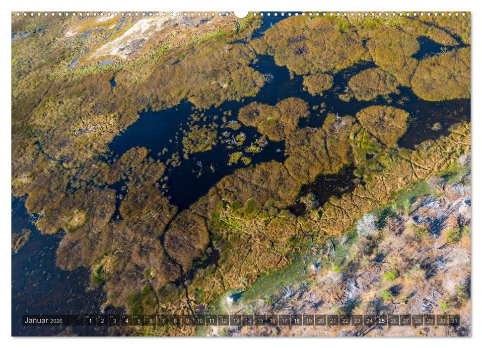 Okavango - Das Delta von oben (CALVENDO Premium Wandkalender 2026)