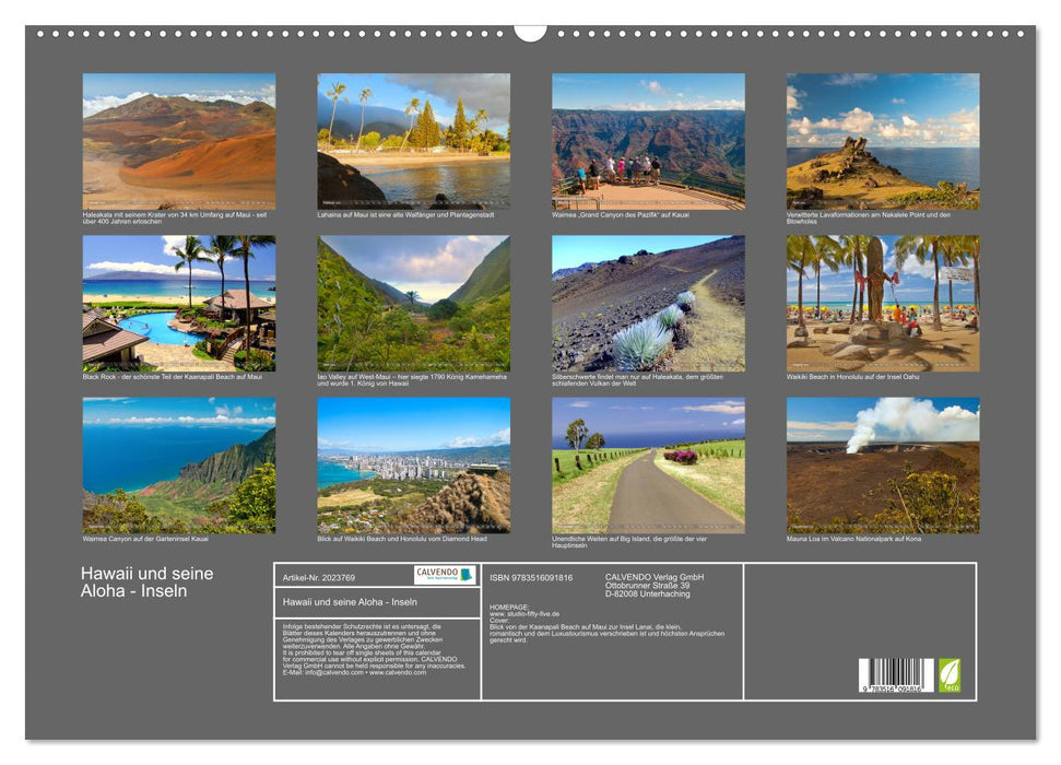 Hawaii und seine Aloha - Inseln (CALVENDO Wandkalender 2026)