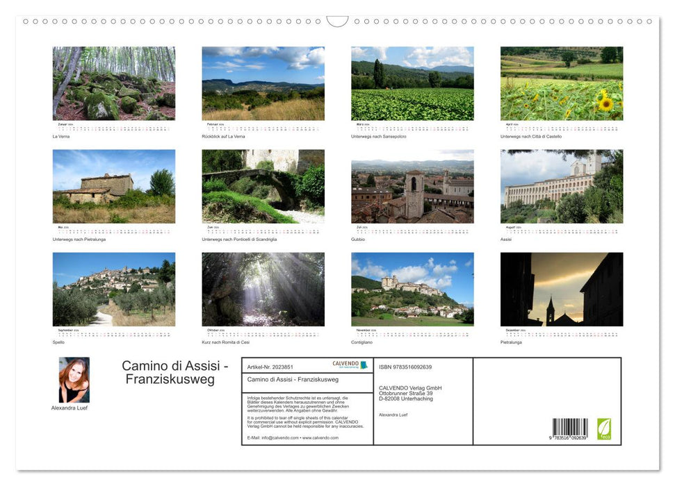 Camino di Assisi - Franziskusweg (CALVENDO Wandkalender 2026)