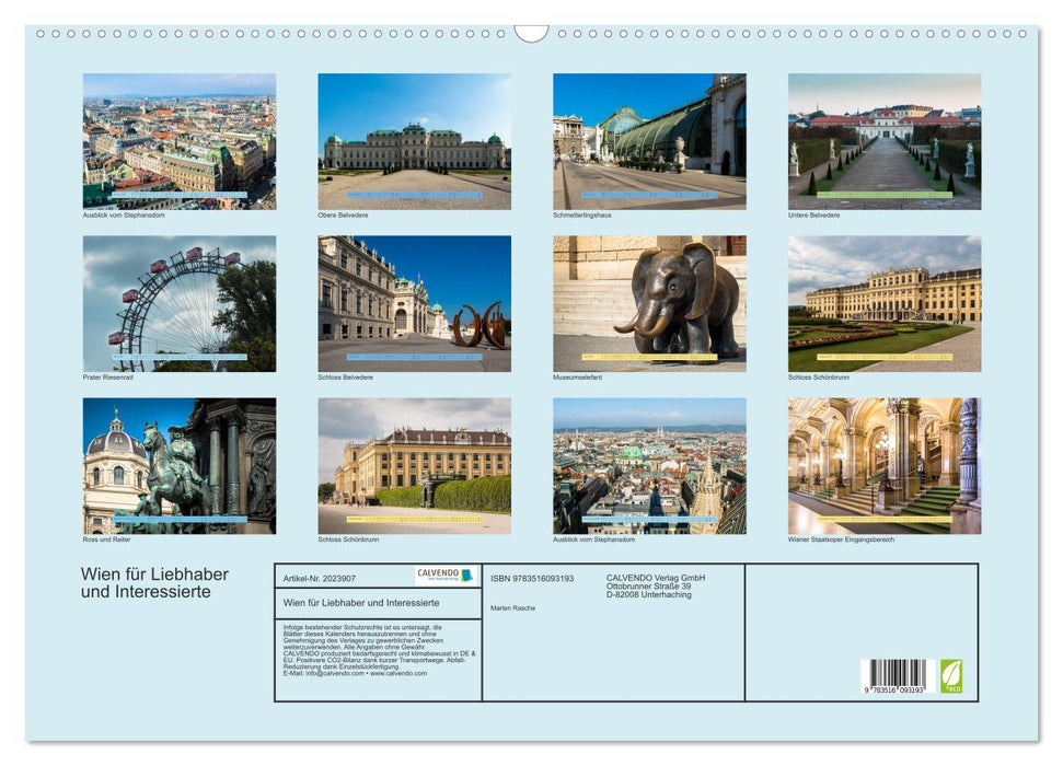Wien für Liebhaber und Interessierte (CALVENDO Wandkalender 2026)
