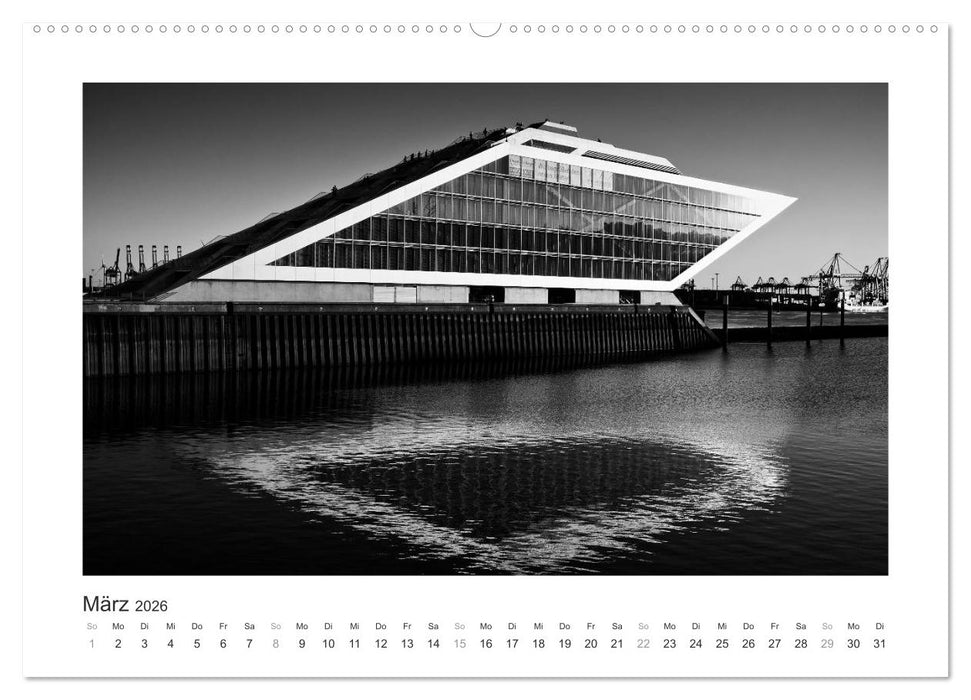 Hamburg in schwarz-weiss (CALVENDO Wandkalender 2026)