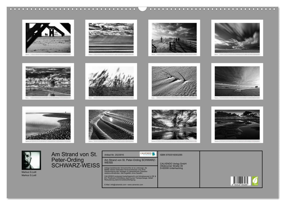 Am Strand von St. Peter-Ording SCHWARZ-WEISS (CALVENDO Wandkalender 2026)
