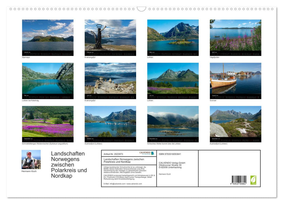 Landschaften Norwegens zwischen Polarkreis und Nordkap (CALVENDO Wandkalender 2026)
