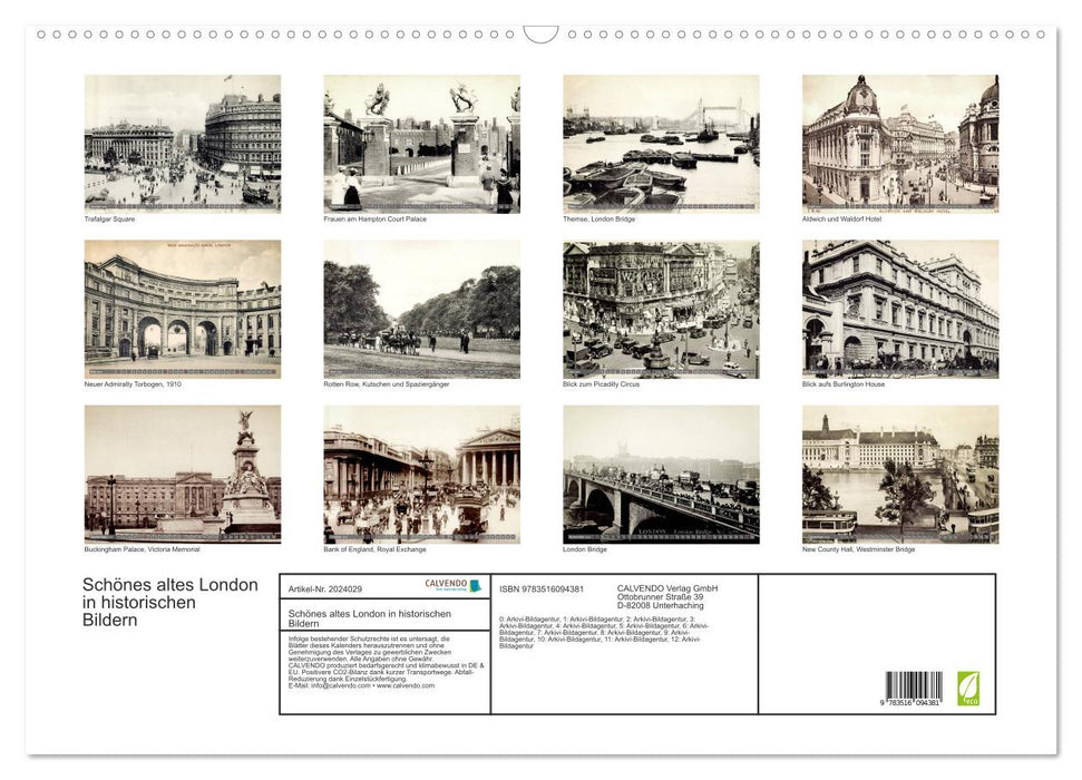 Schönes altes London in historischen Bildern (CALVENDO Wandkalender 2026)