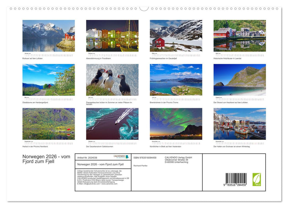 Norwegen 2026 - vom Fjord zum Fjell (CALVENDO Premium Wandkalender 2026)