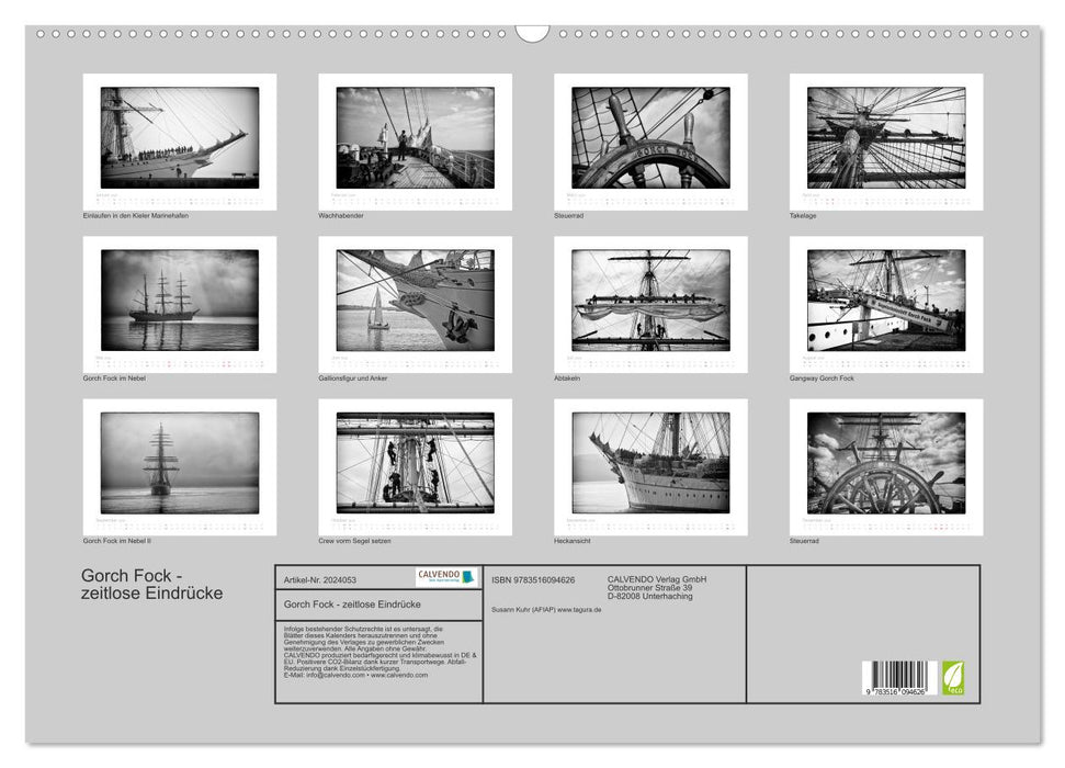 Gorch Fock - zeitlose Eindrücke (CALVENDO Wandkalender 2026)