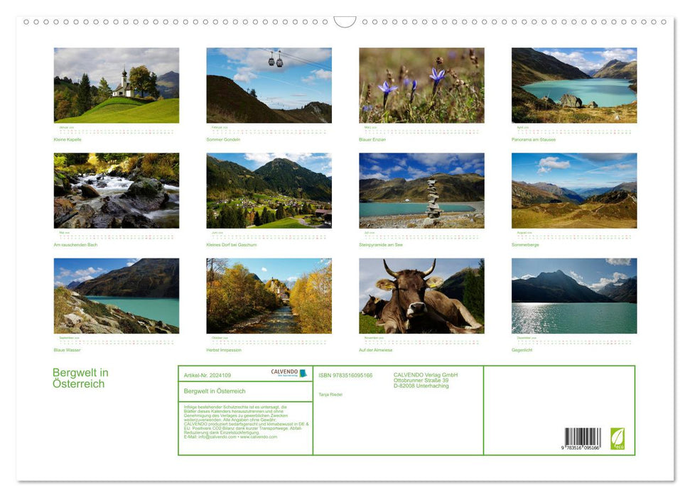 Bergwelt in Österreich (CALVENDO Wandkalender 2026)
