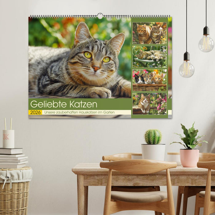 Geliebte Katzen. Unsere zauberhaften Hauskatzen im Garten (CALVENDO Wandkalender 2026)