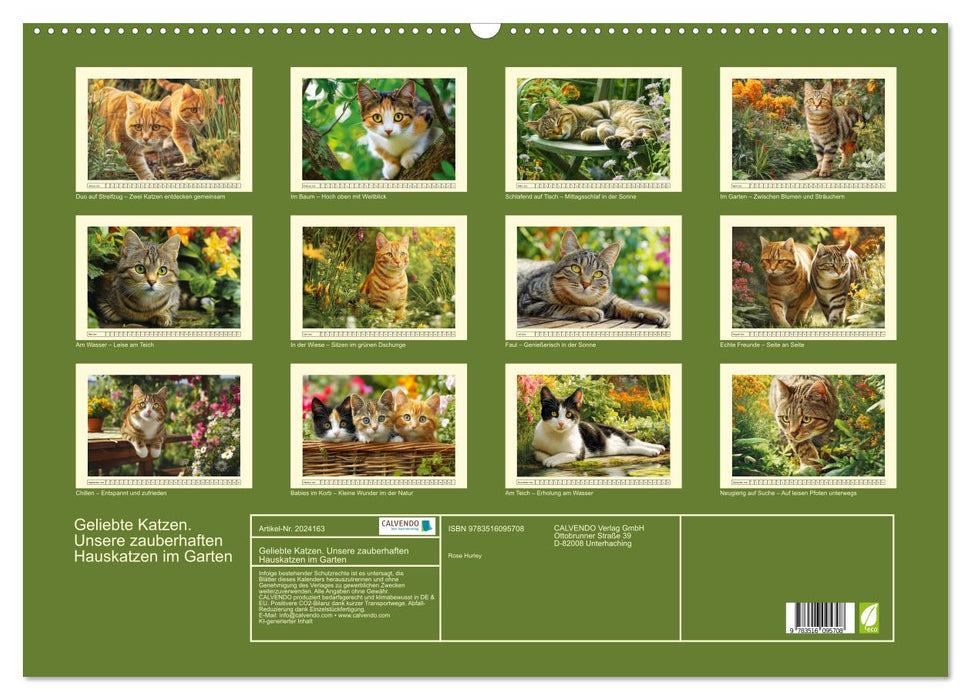 Geliebte Katzen. Unsere zauberhaften Hauskatzen im Garten (CALVENDO Wandkalender 2026)