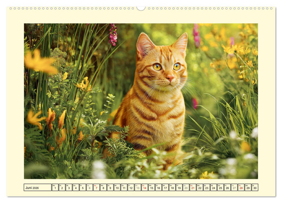 Geliebte Katzen. Unsere zauberhaften Hauskatzen im Garten (CALVENDO Wandkalender 2026)