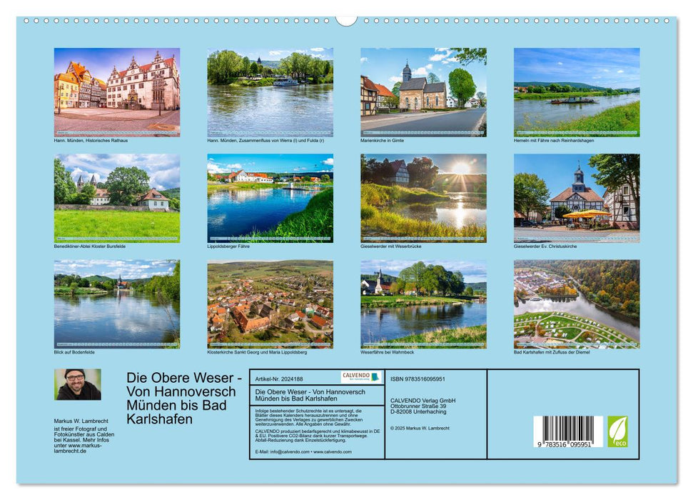 Die Obere Weser - Von Hannoversch Münden bis Bad Karlshafen (CALVENDO Premium Wandkalender 2026)