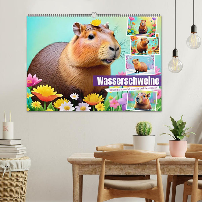 Wasserschweine. Mit Capybaras durch Fluss, Feld und Jahreszeiten (CALVENDO Wandkalender 2026)