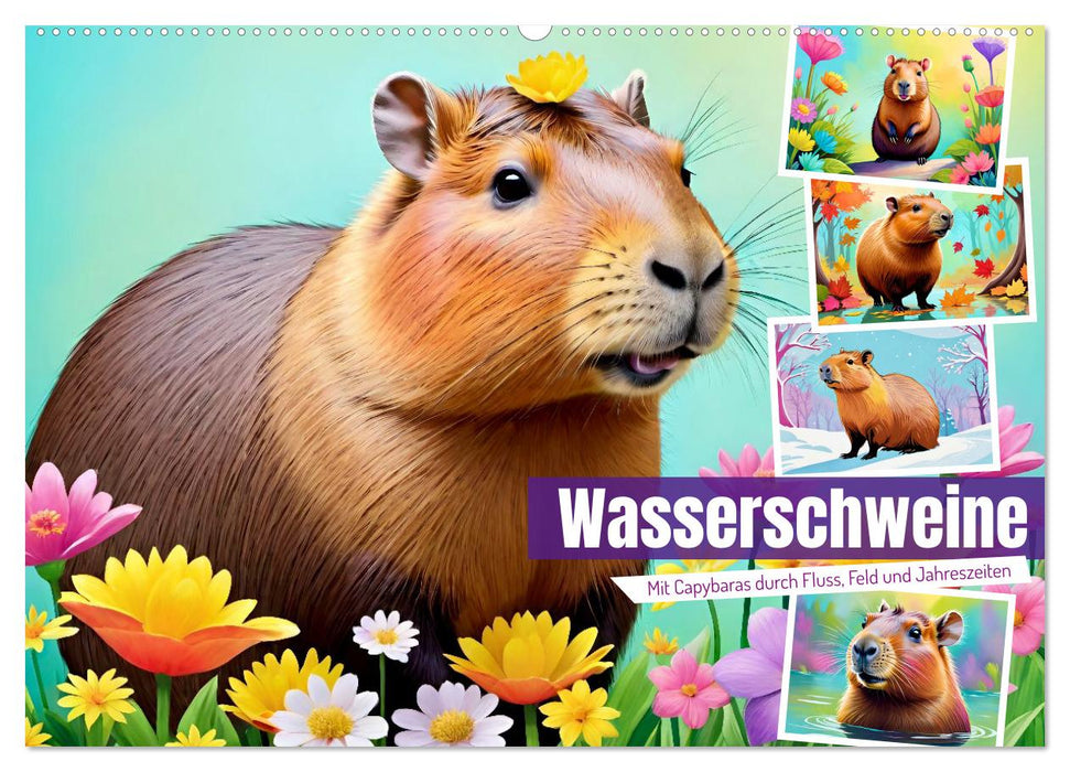 Wasserschweine. Mit Capybaras durch Fluss, Feld und Jahreszeiten (CALVENDO Wandkalender 2026)