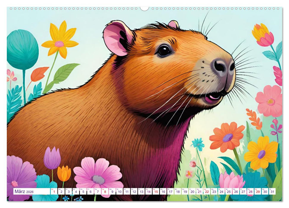 Wasserschweine. Mit Capybaras durch Fluss, Feld und Jahreszeiten (CALVENDO Premium Wandkalender 2026)