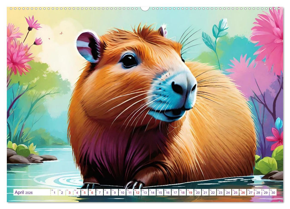 Wasserschweine. Mit Capybaras durch Fluss, Feld und Jahreszeiten (CALVENDO Premium Wandkalender 2026)