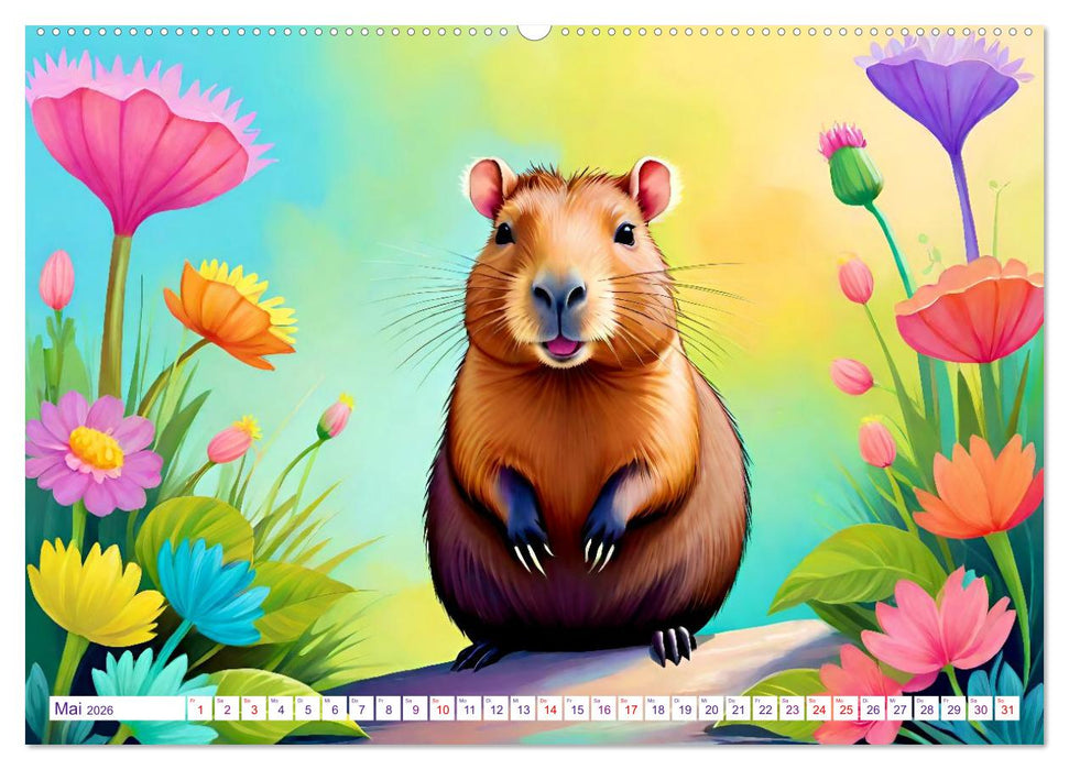 Wasserschweine. Mit Capybaras durch Fluss, Feld und Jahreszeiten (CALVENDO Premium Wandkalender 2026)