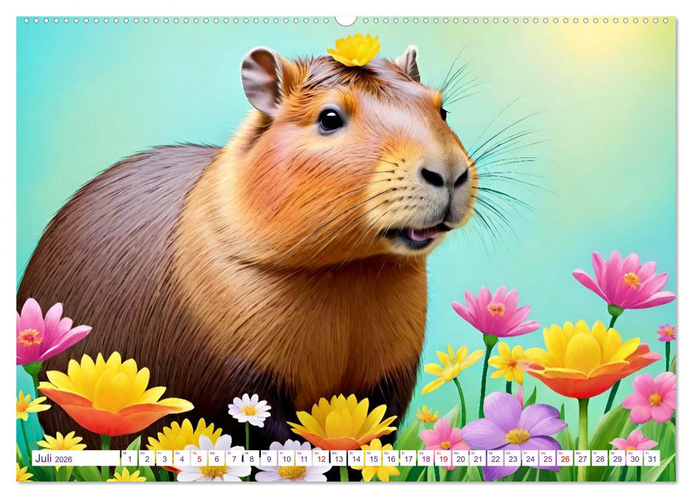 Wasserschweine. Mit Capybaras durch Fluss, Feld und Jahreszeiten (CALVENDO Premium Wandkalender 2026)