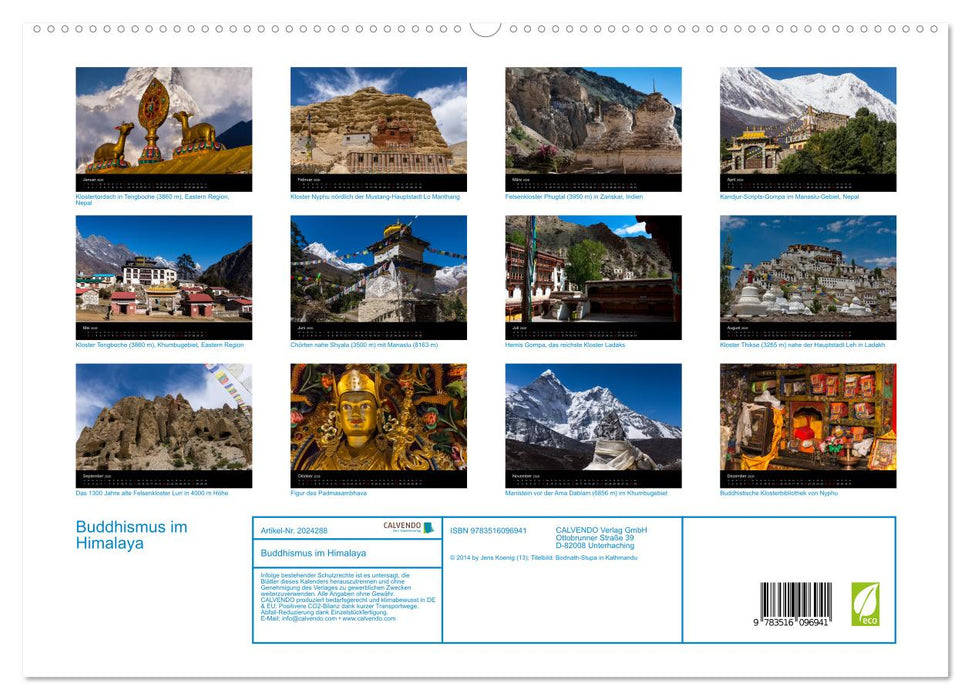 Buddhismus im Himalaya (CALVENDO Premium Wandkalender 2026)