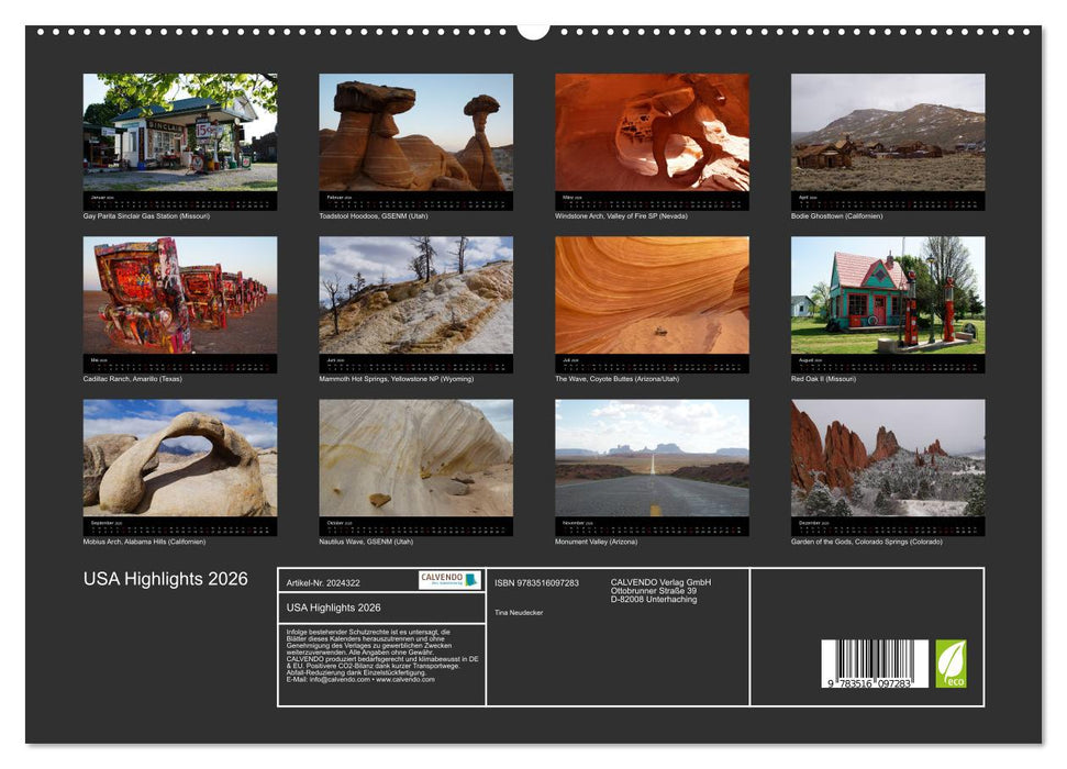 USA Highlights 2026 (CALVENDO Premium Wandkalender 2026)