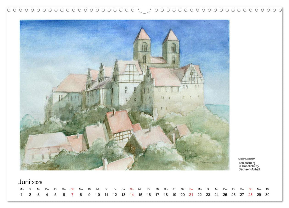 Pinselspuren einer Deutschlandreise - 12 Aquarelle von Dieter Klapproth (CALVENDO Wandkalender 2026)