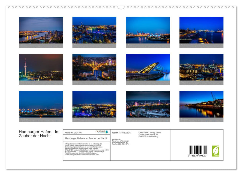 Hamburger Hafen - Im Zauber der Nacht (CALVENDO Premium Wandkalender 2026)
