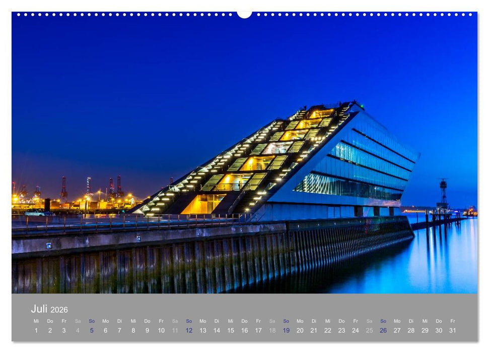 Hamburger Hafen - Im Zauber der Nacht (CALVENDO Premium Wandkalender 2026)