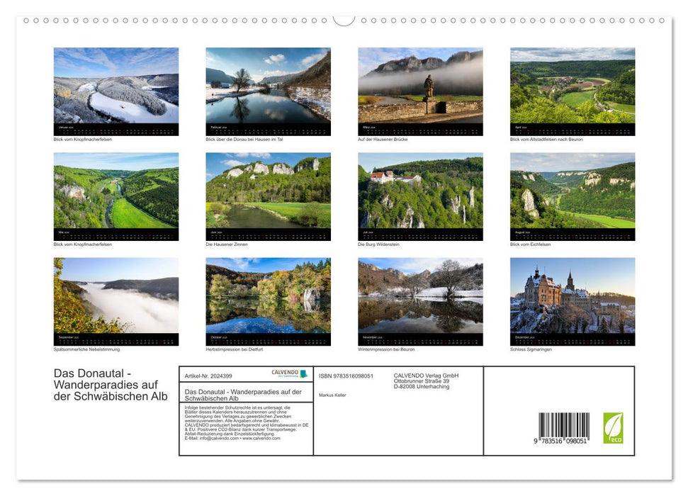 Das Donautal - Wanderparadies auf der Schwäbischen Alb (CALVENDO Premium Wandkalender 2026)