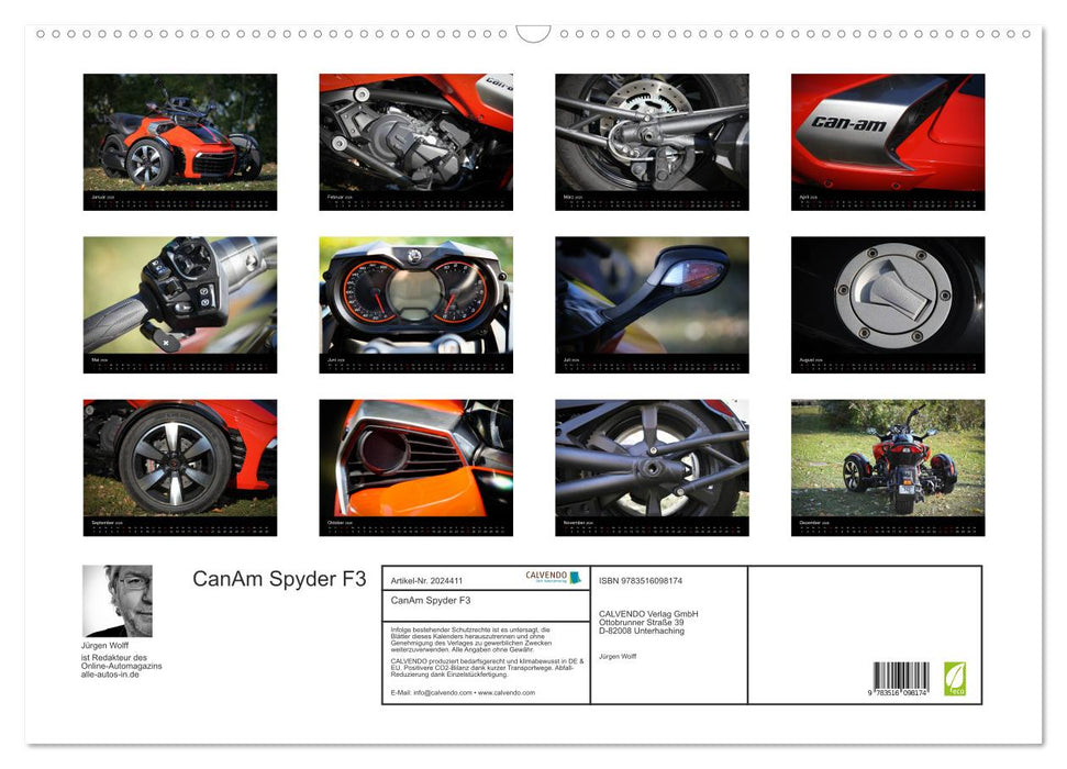 CanAm Spyder F3 (CALVENDO Wandkalender 2026)