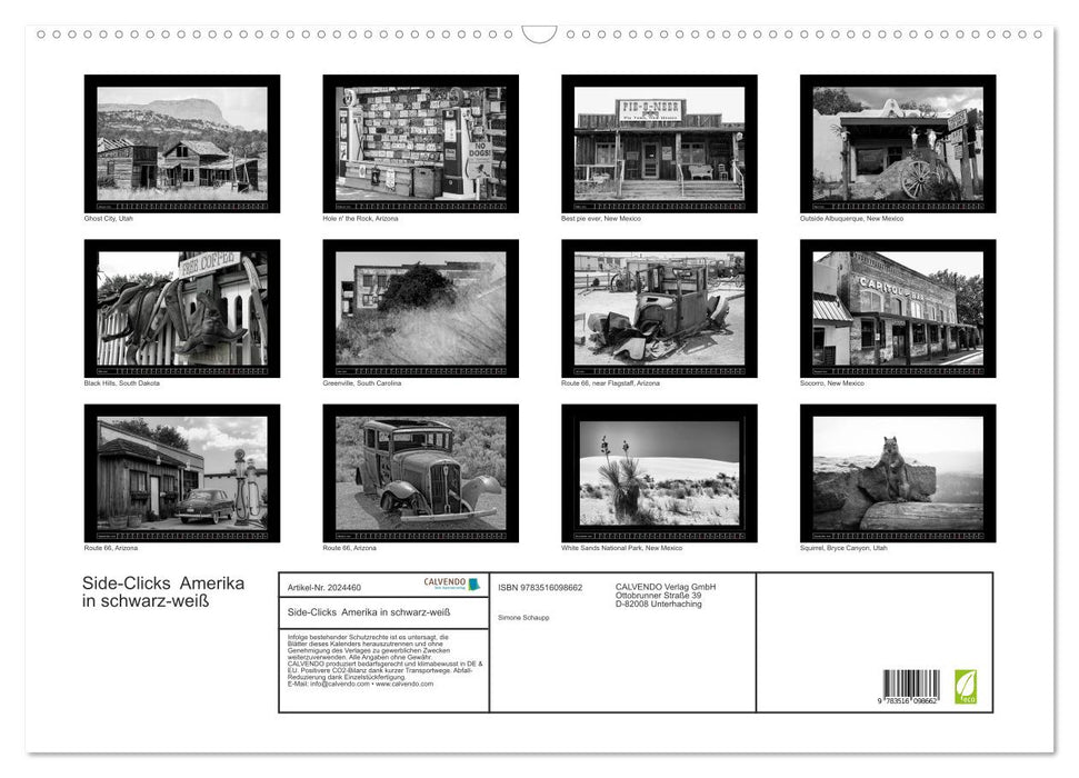 Side-Clicks Amerika in schwarz-weiß (CALVENDO Wandkalender 2026)
