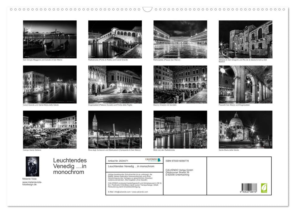 Leuchtendes Venedig …in monochrom (CALVENDO Wandkalender 2026)