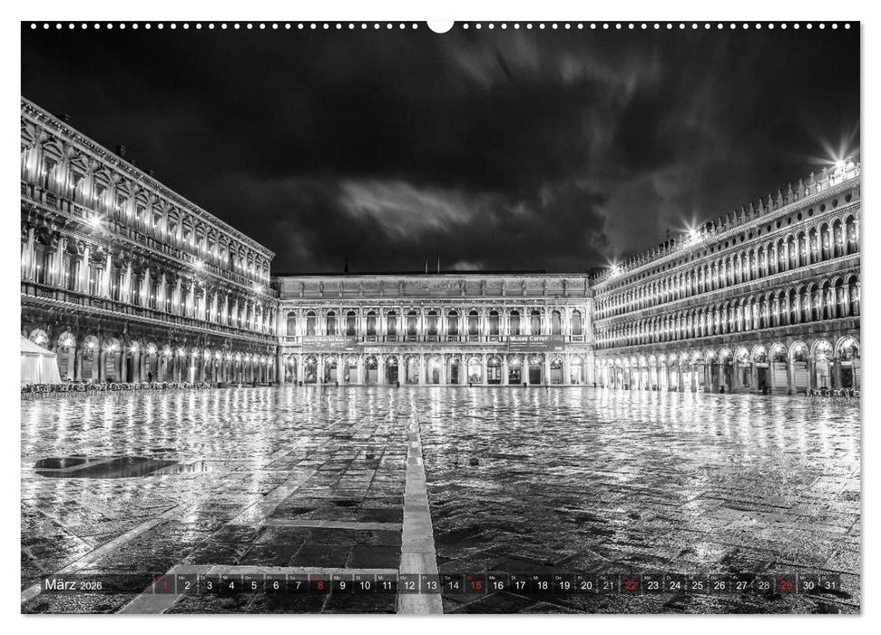 Leuchtendes Venedig …in monochrom (CALVENDO Wandkalender 2026)