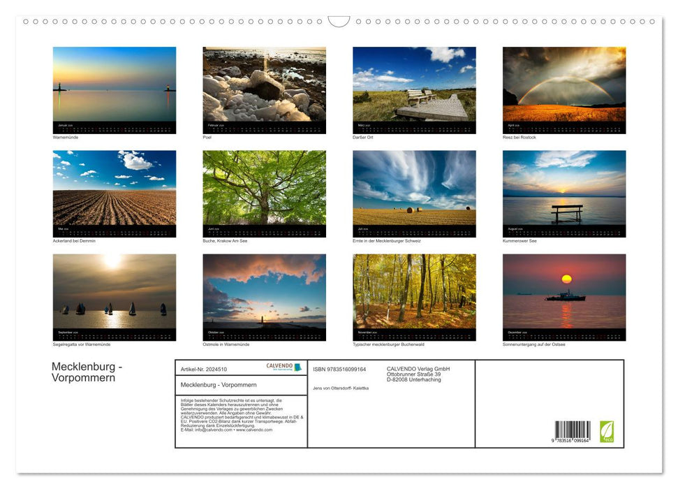 Mecklenburg - Vorpommern (CALVENDO Wandkalender 2026)