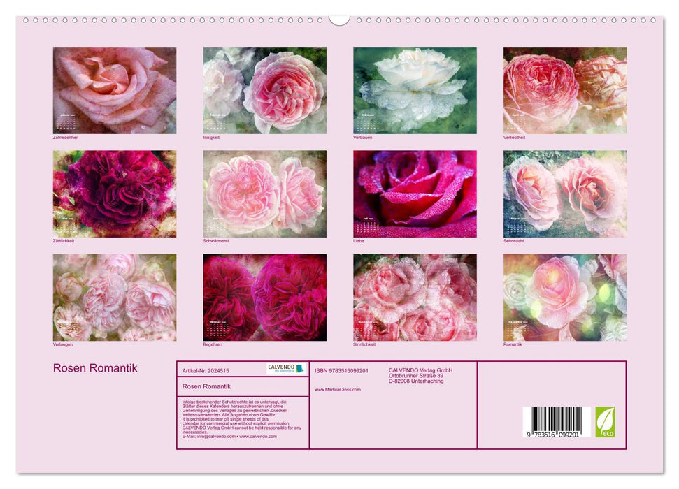 Rosen Romantik (CALVENDO Premium Wandkalender 2026)
