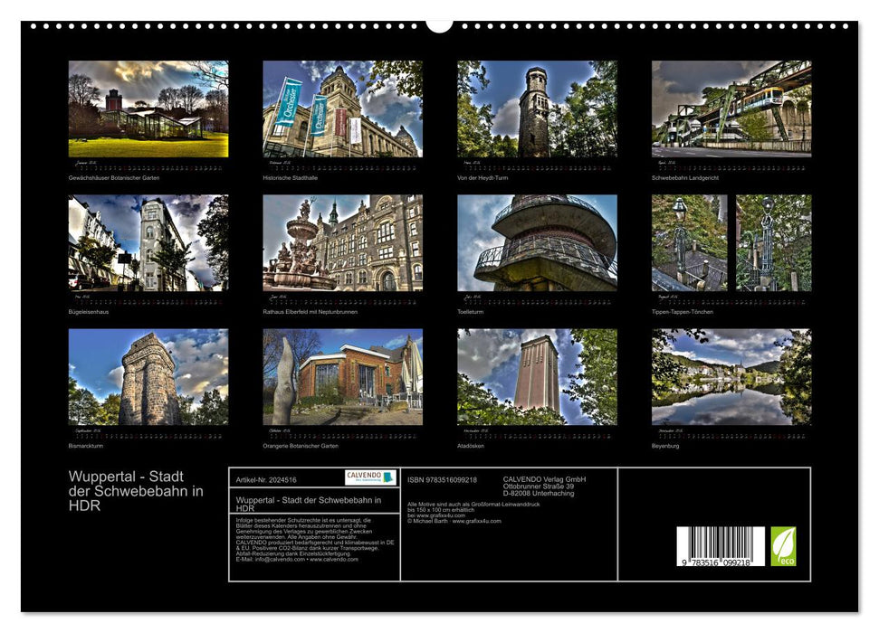 Wuppertal - Stadt der Schwebebahn in HDR (CALVENDO Premium Wandkalender 2026)