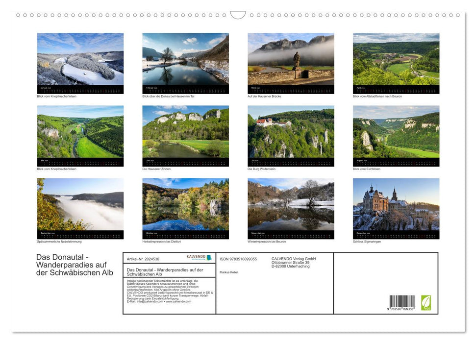 Das Donautal - Wanderparadies auf der Schwäbischen Alb (CALVENDO Wandkalender 2026)