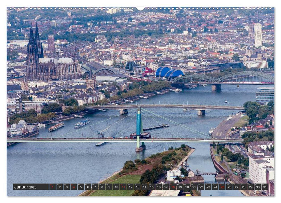 Köln - Die Rheinmetropole aus der Luft (CALVENDO Wandkalender 2026)