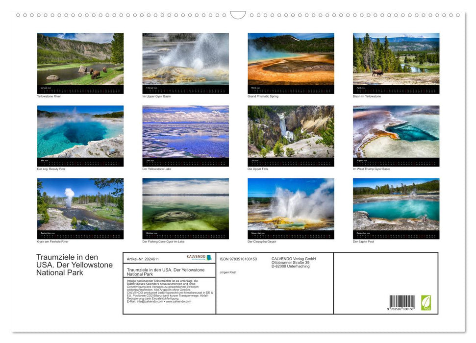 Traumziele in den USA. Der Yellowstone National Park (CALVENDO Wandkalender 2026)