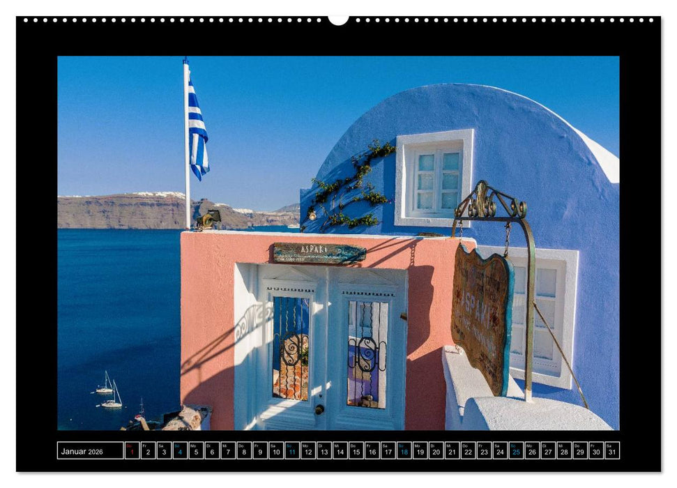Kalimera Thira - Santorini, die schönste der Kykladen stellt sich vor (CALVENDO Wandkalender 2026)