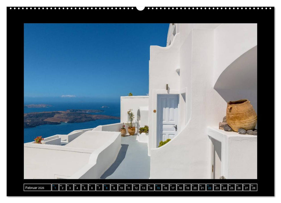 Kalimera Thira - Santorini, die schönste der Kykladen stellt sich vor (CALVENDO Wandkalender 2026)