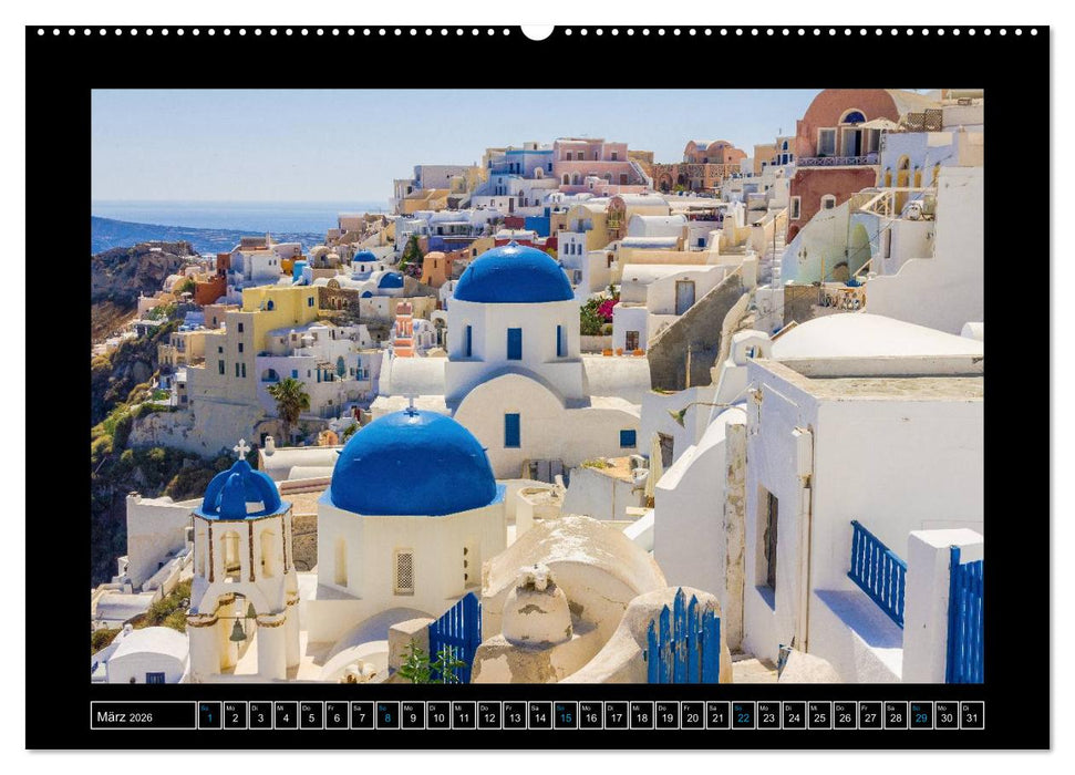 Kalimera Thira - Santorini, die schönste der Kykladen stellt sich vor (CALVENDO Wandkalender 2026)