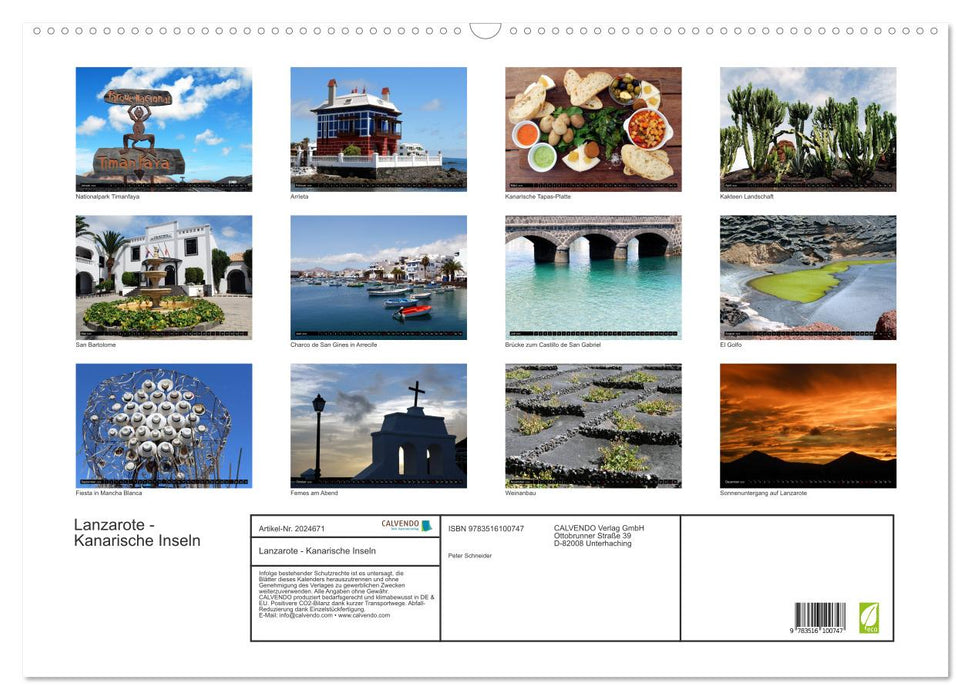 Lanzarote - Kanarische Inseln (CALVENDO Wandkalender 2026)