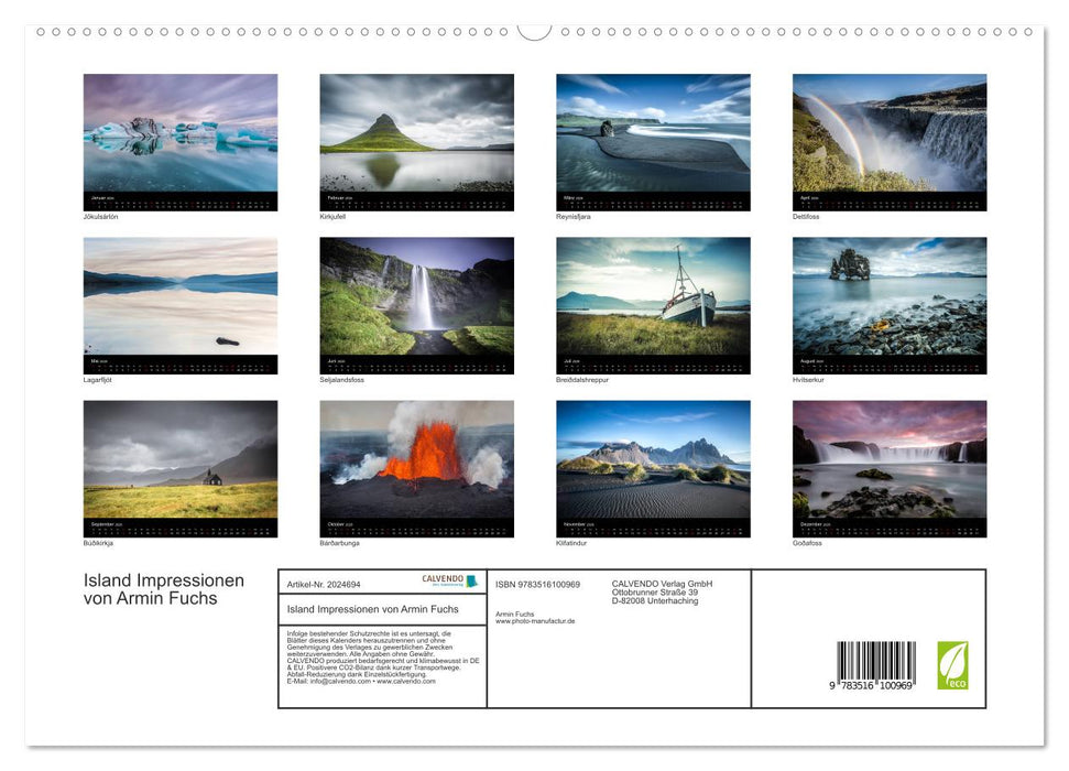 Island Impressionen von Armin Fuchs (CALVENDO Premium Wandkalender 2026)