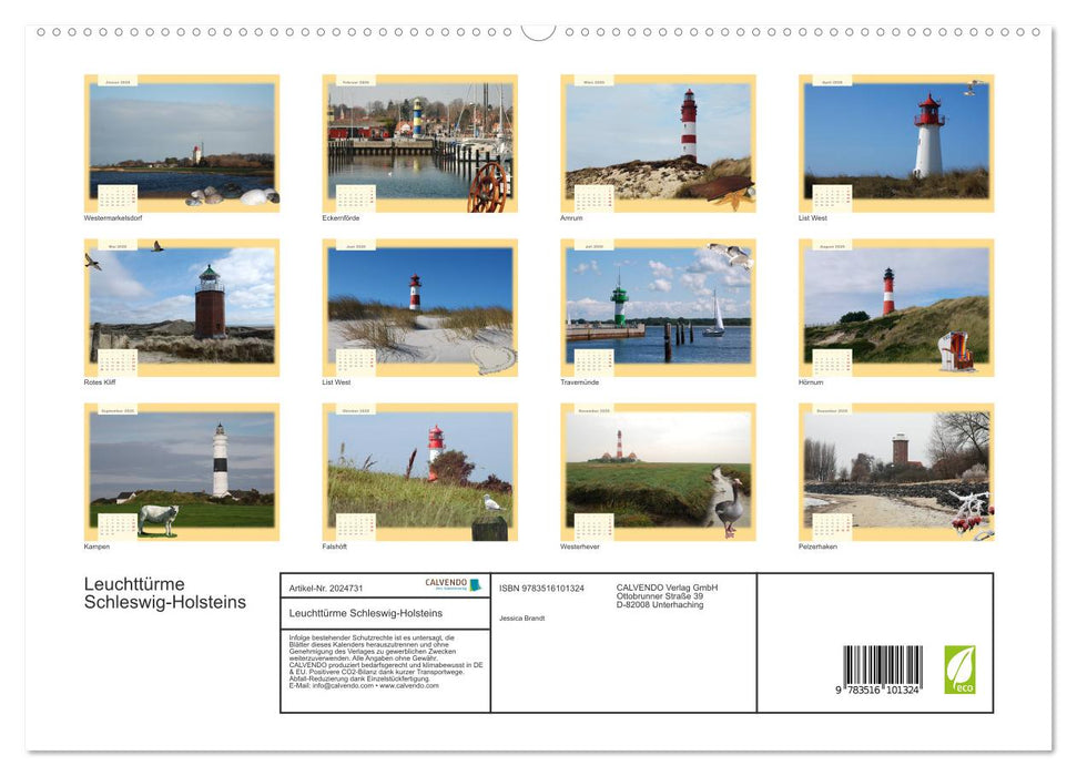 Leuchttürme Schleswig-Holsteins (CALVENDO Premium Wandkalender 2026)