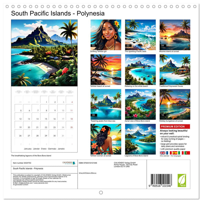South Pacific Islands - Polynesia (CALVENDO Monthly Calendar 2026)