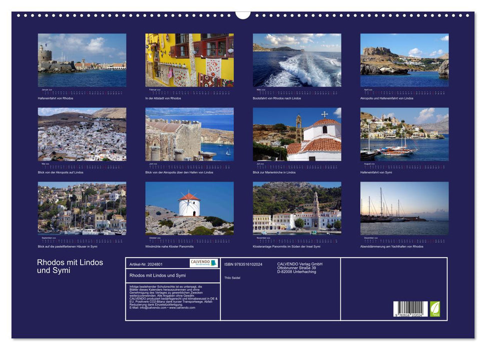 Rhodos mit Lindos und Symi (CALVENDO Wandkalender 2026)
