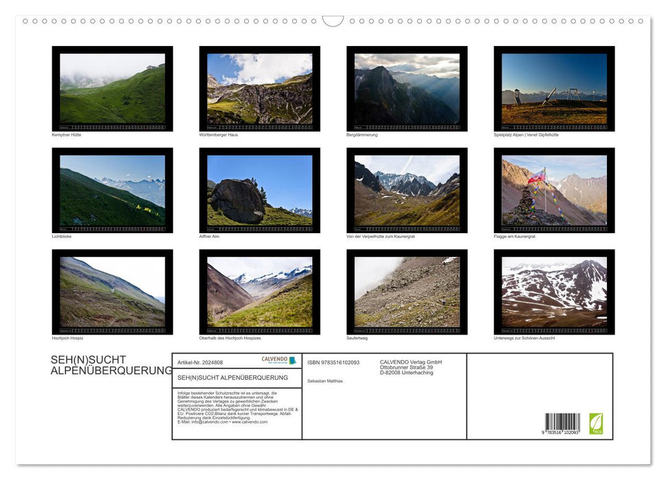 SEH(N)SUCHT ALPENÜBERQUERUNG (CALVENDO Wandkalender 2026)