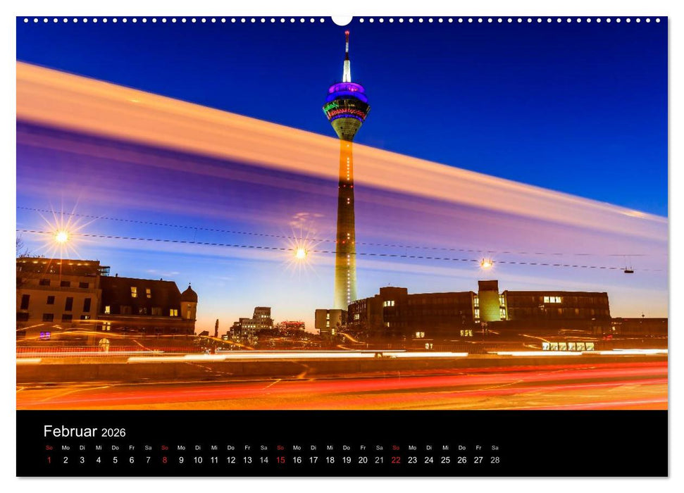Düsseldorf bei Nacht (CALVENDO Premium Wandkalender 2026)