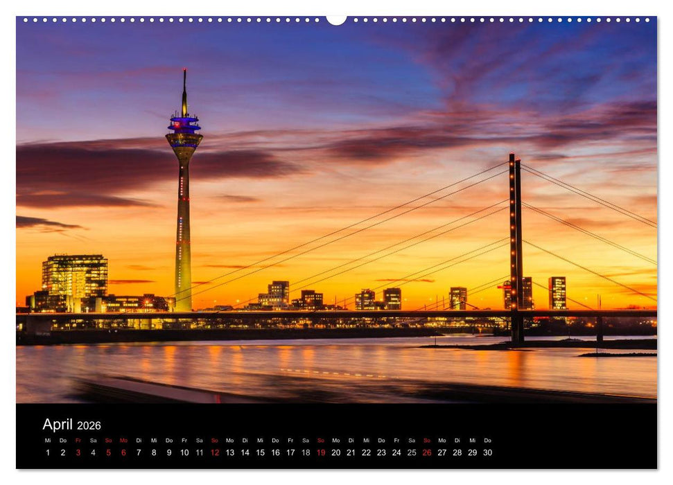Düsseldorf bei Nacht (CALVENDO Premium Wandkalender 2026)